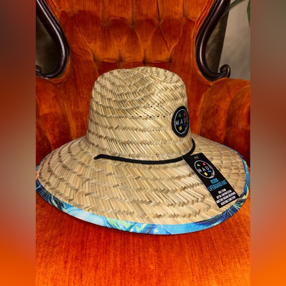 Maui and Son Unisex Lifeguard Straw UPF 50+ Hat, Turquoise /Blue, One Size - Picture 8 of 10